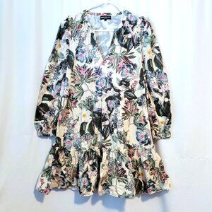 Generation Love Rumi Womens XS Mini Dress Floral Print Tiered Ruffle Long Sleeve